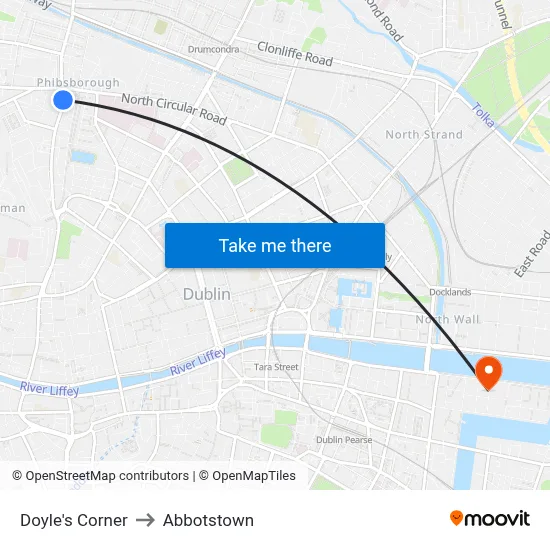 Doyle's Corner to Abbotstown map