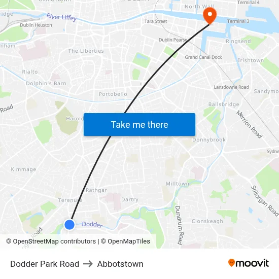 Dodder Park Road to Abbotstown map