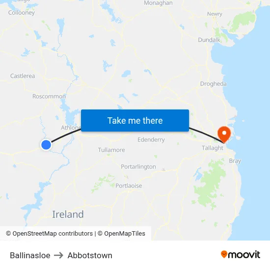 Ballinasloe to Abbotstown map