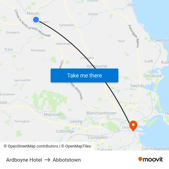 Ardboyne Hotel to Abbotstown map