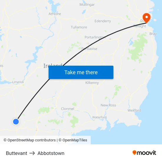 Buttevant to Abbotstown map