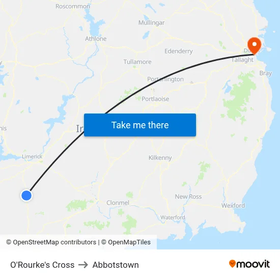 O'Rourke's Cross to Abbotstown map