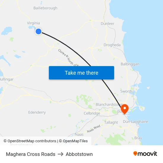 Maghera Cross Roads to Abbotstown map