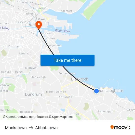 Monkstown to Abbotstown map