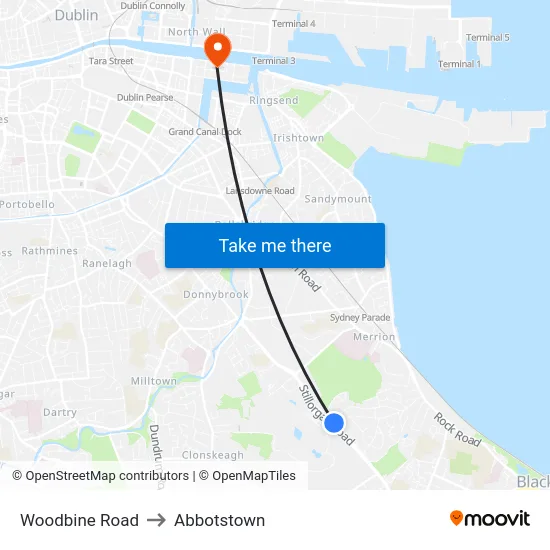 Woodbine Road to Abbotstown map
