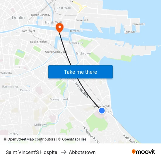 Saint Vincent'S Hospital to Abbotstown map