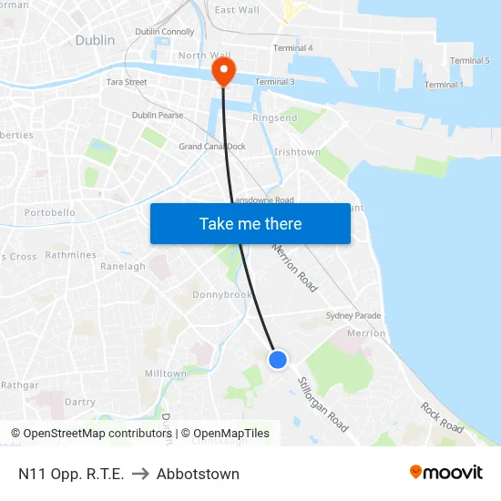 N11 Opp. R.T.E. to Abbotstown map
