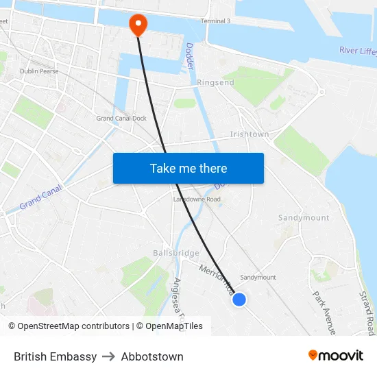 British Embassy to Abbotstown map