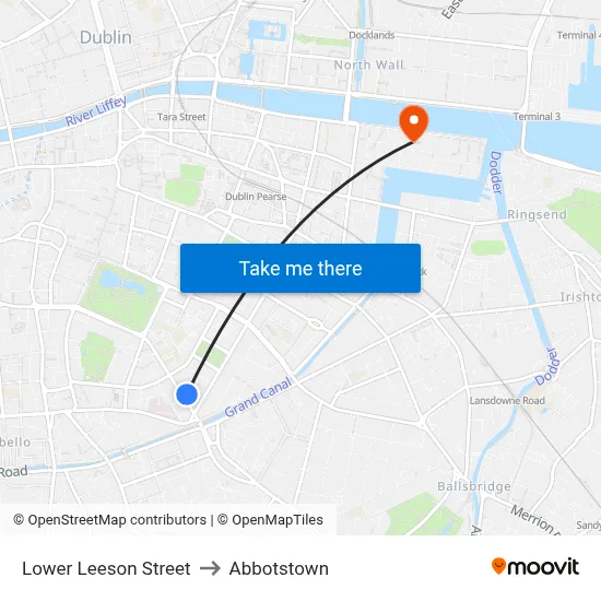 Lower Leeson Street to Abbotstown map