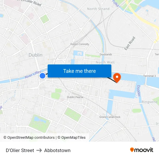 D'Olier Street to Abbotstown map