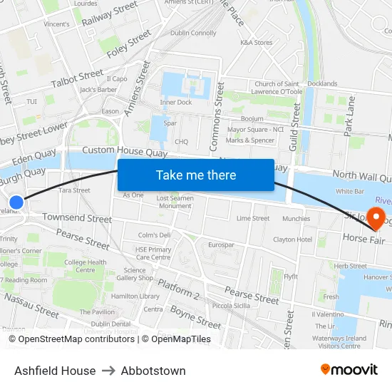 Ashfield House to Abbotstown map