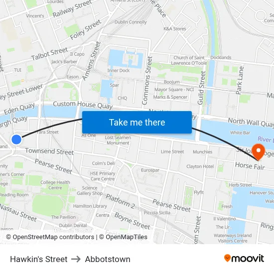 Hawkin's Street to Abbotstown map