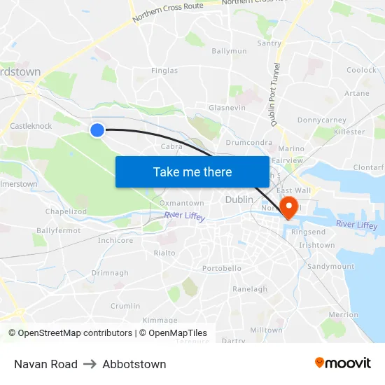 Navan Road to Abbotstown map