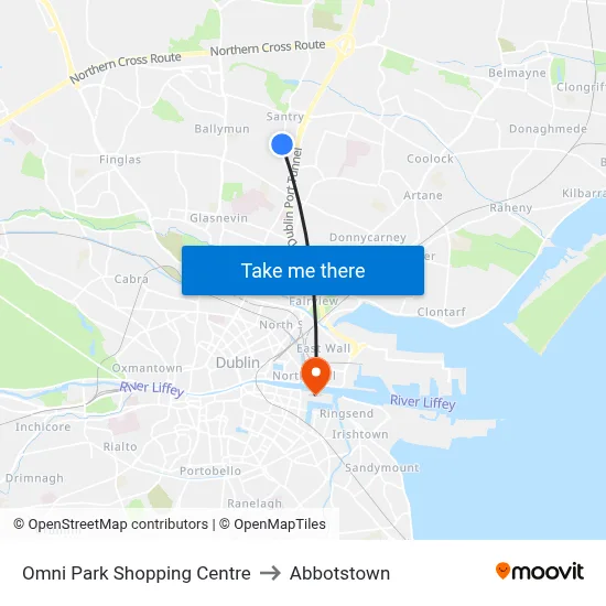 Omni Park Shopping Centre to Abbotstown map