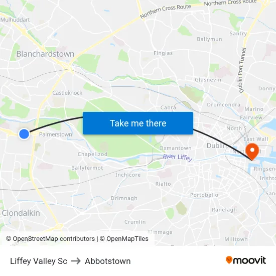 Liffey Valley Sc to Abbotstown map