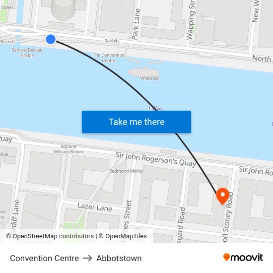 Convention Centre to Abbotstown map