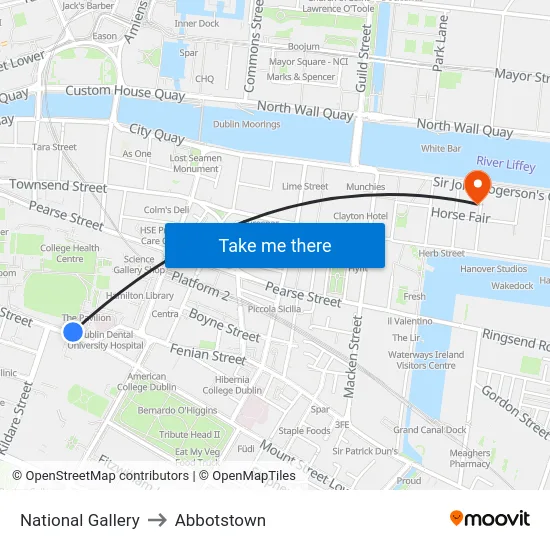 National Gallery to Abbotstown map