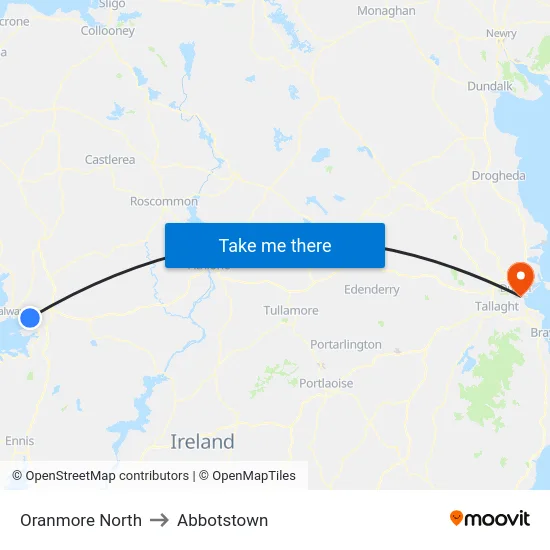 Oranmore North to Abbotstown map