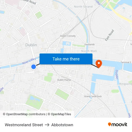 Westmoreland Street to Abbotstown map