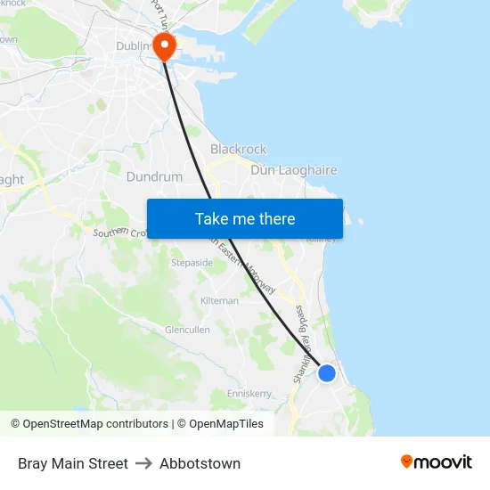 Bray Main Street to Abbotstown map