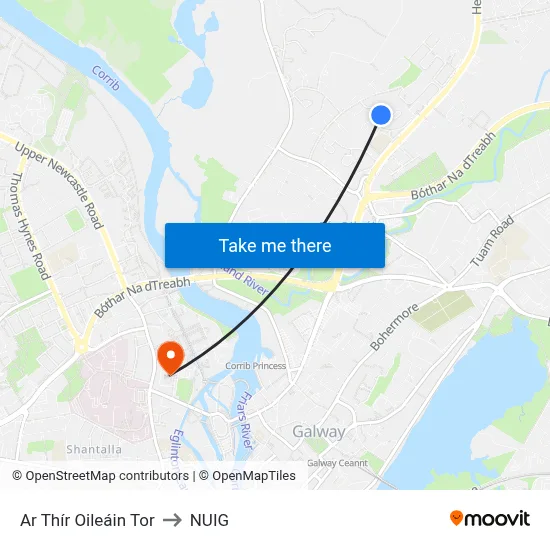 Ar Thír Oileáin Tor to NUIG map