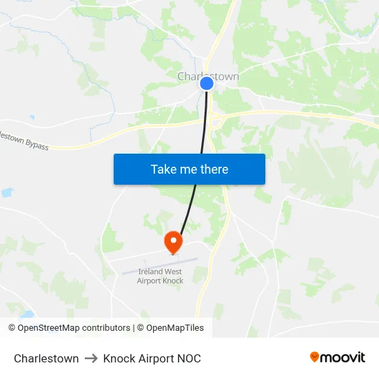 Charlestown to Knock Airport NOC map