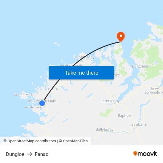Dungloe to Fanad map