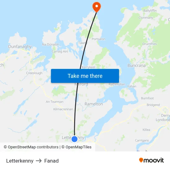 Letterkenny to Fanad map