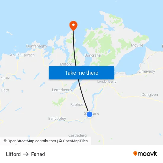 Lifford to Fanad map