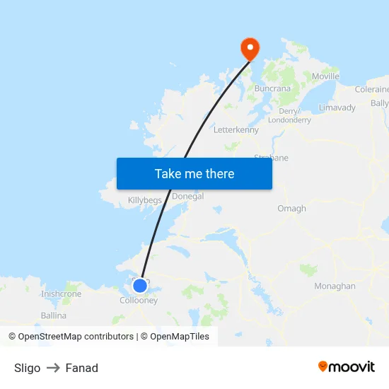Sligo to Fanad map