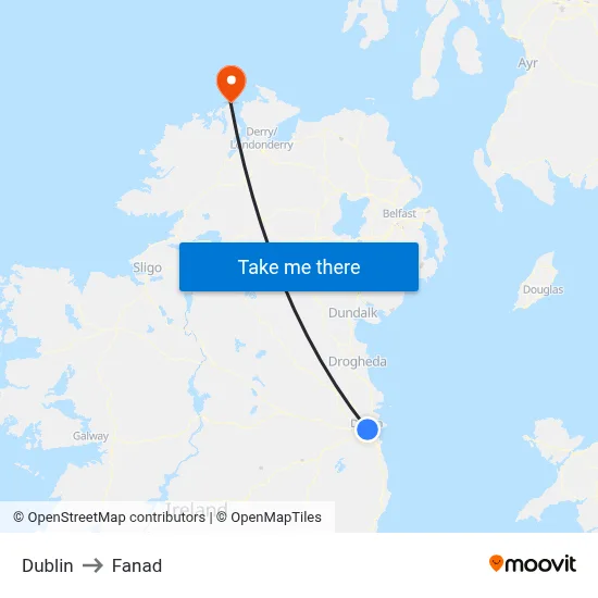 Dublin to Fanad map