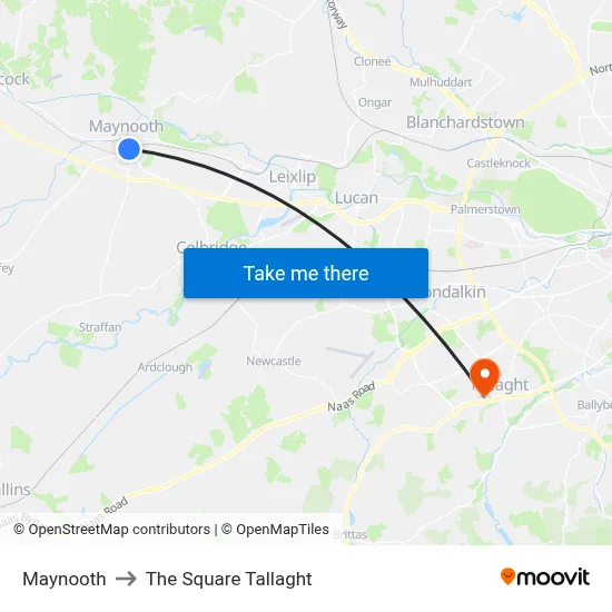Maynooth to The Square Tallaght map