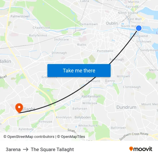3arena to The Square Tallaght map