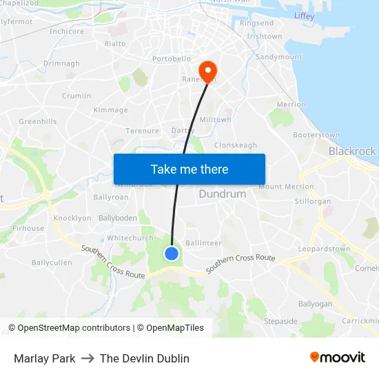 Marlay Park to The Devlin Dublin map