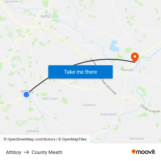 Athboy to County Meath map
