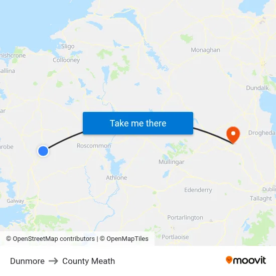 Dunmore to County Meath map