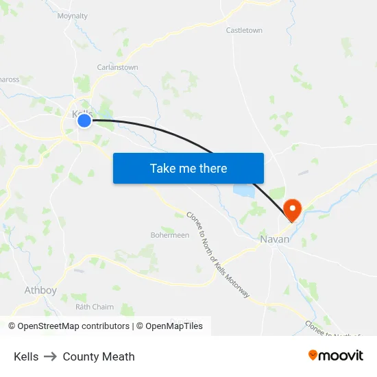 Kells to County Meath map