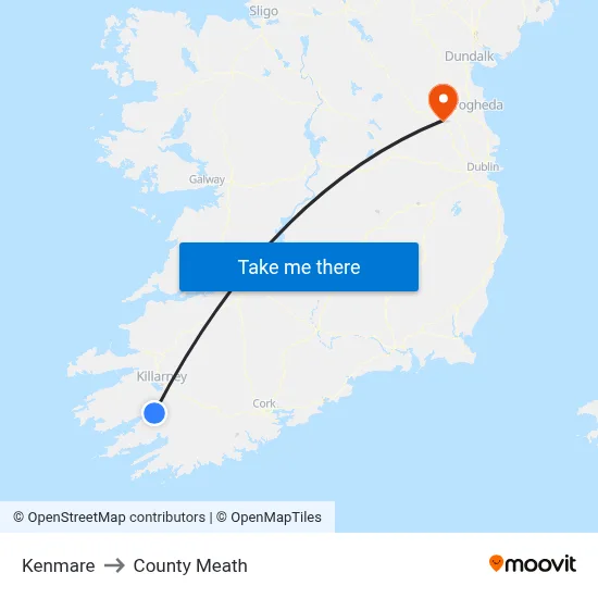 Kenmare to County Meath map