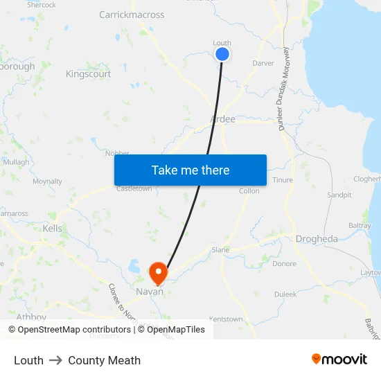 Louth to County Meath map