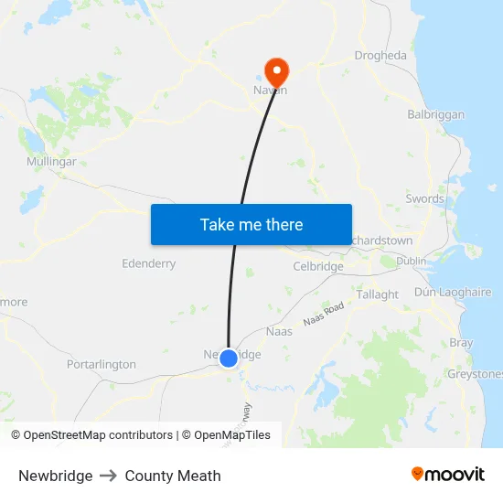 Newbridge to County Meath map