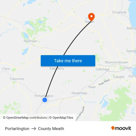 Portarlington to County Meath map
