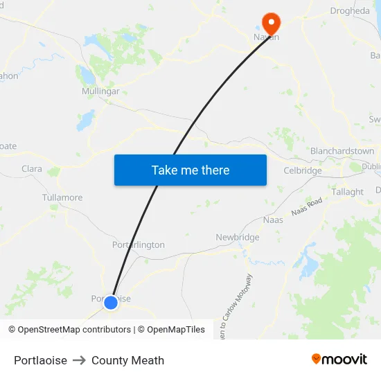 Portlaoise to County Meath map