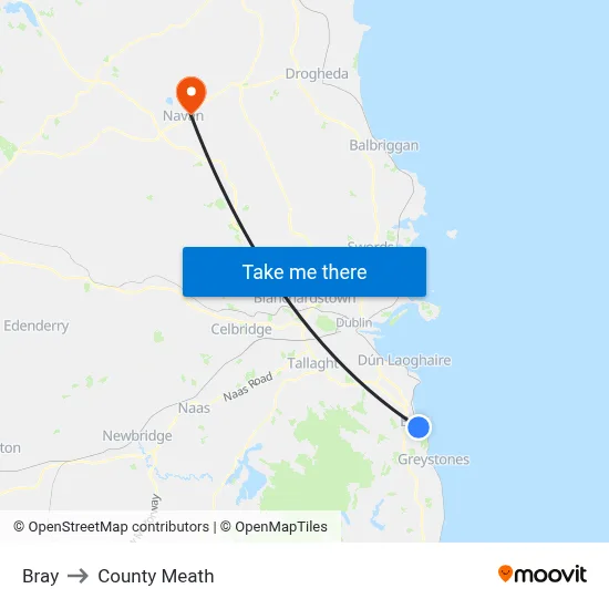 Bray to County Meath map