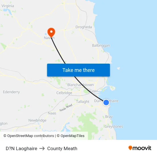 D?N Laoghaire to County Meath map