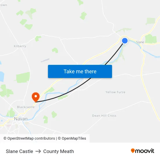 Slane Castle to County Meath map