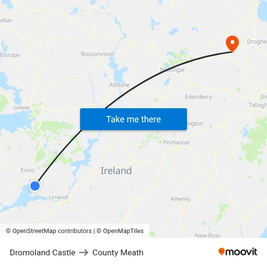 Dromoland Castle to County Meath map