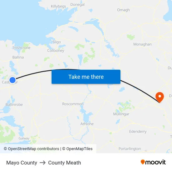 Mayo County to County Meath map