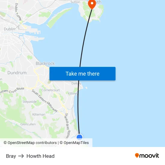 Bray to Howth Head map