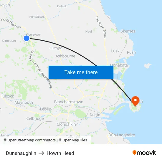 Dunshaughlin to Howth Head map