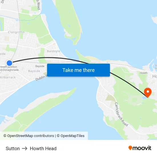 Sutton to Howth Head map